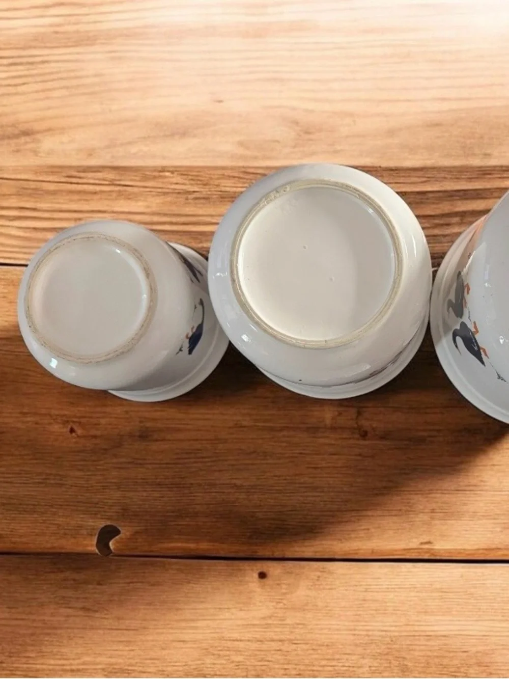Rosenthal Cream and Blue Farm Goose Nesting Bowls